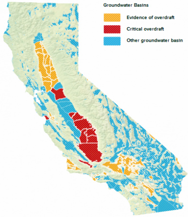 Groundwater basins in overdraft. California Department of Water Resources, 1980